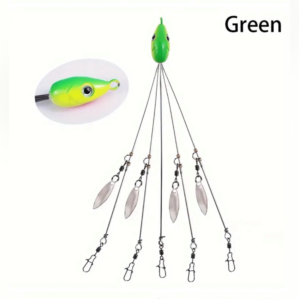 Alabama Umbrella Rig Swim Baits Fishing Lure Tackle Willow Blade 5 Arm No Hooks